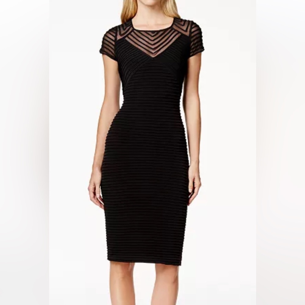 NWT 20W Calvin Klein Black Illusion MIDI Dress Bodycon Cocktail Formal LBD